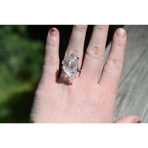 Raw Lake County diamond ring in oxidized sterling silver size 8